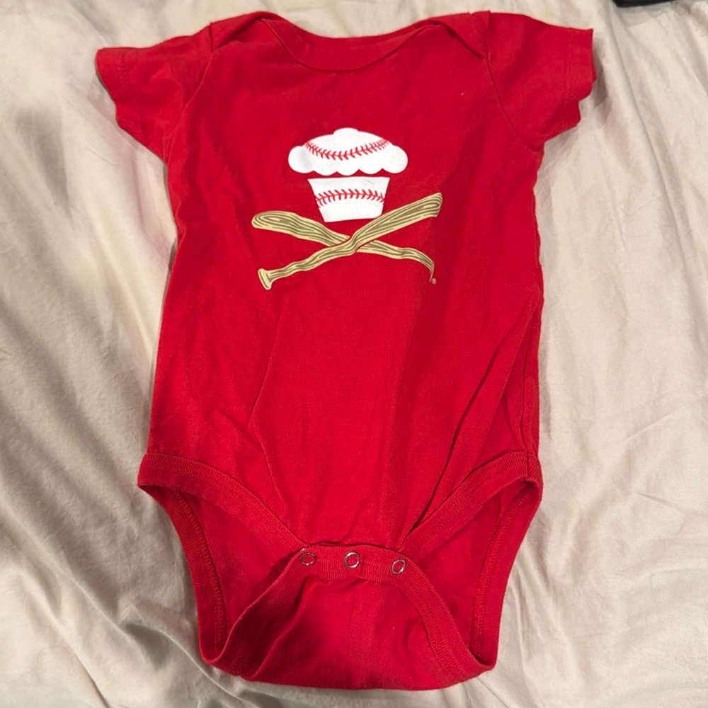 Johnny Cupcakes Baby onesie Baseball Crossbones Medium